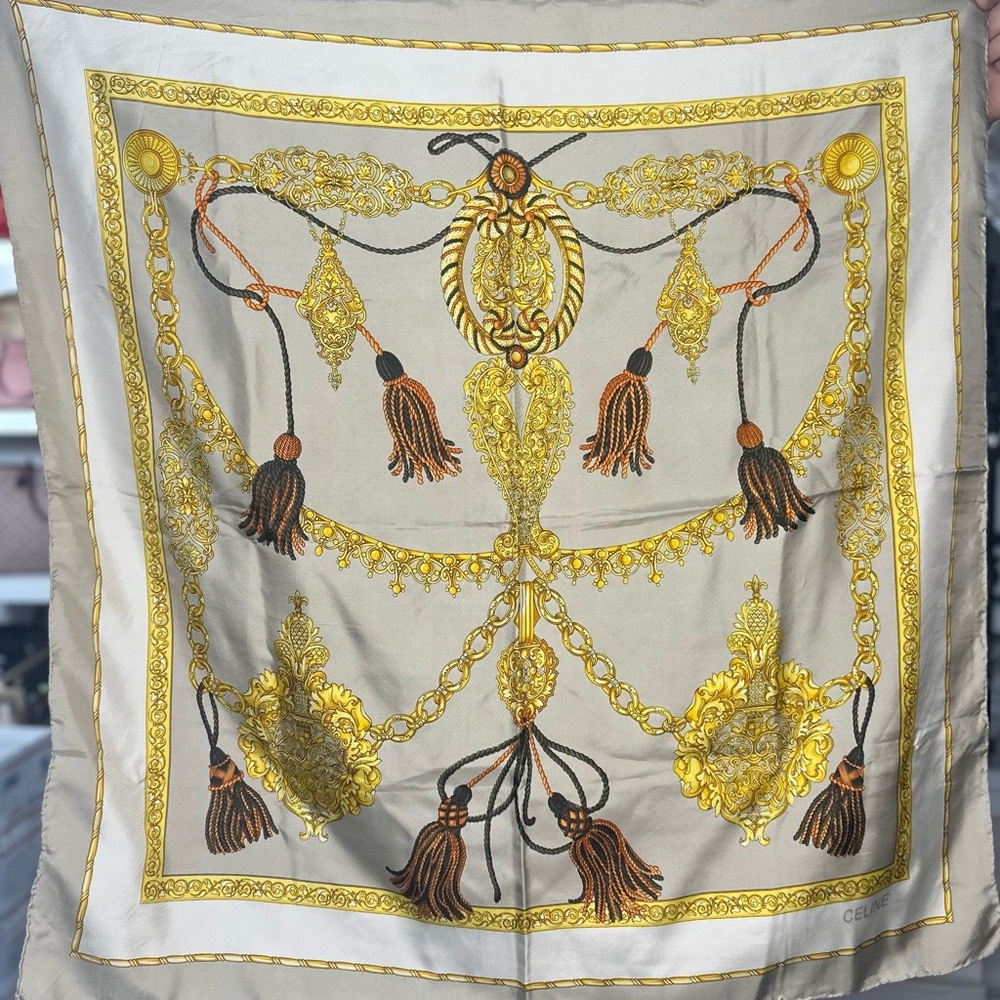 Celine Tassels Silk Scarf